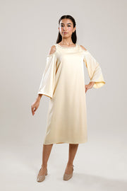 فستان ميدي بتصميم أكتاف مكشوفة