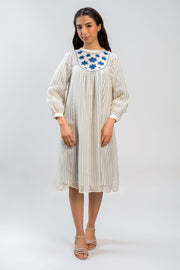 Midi Dress with Front Embroidery