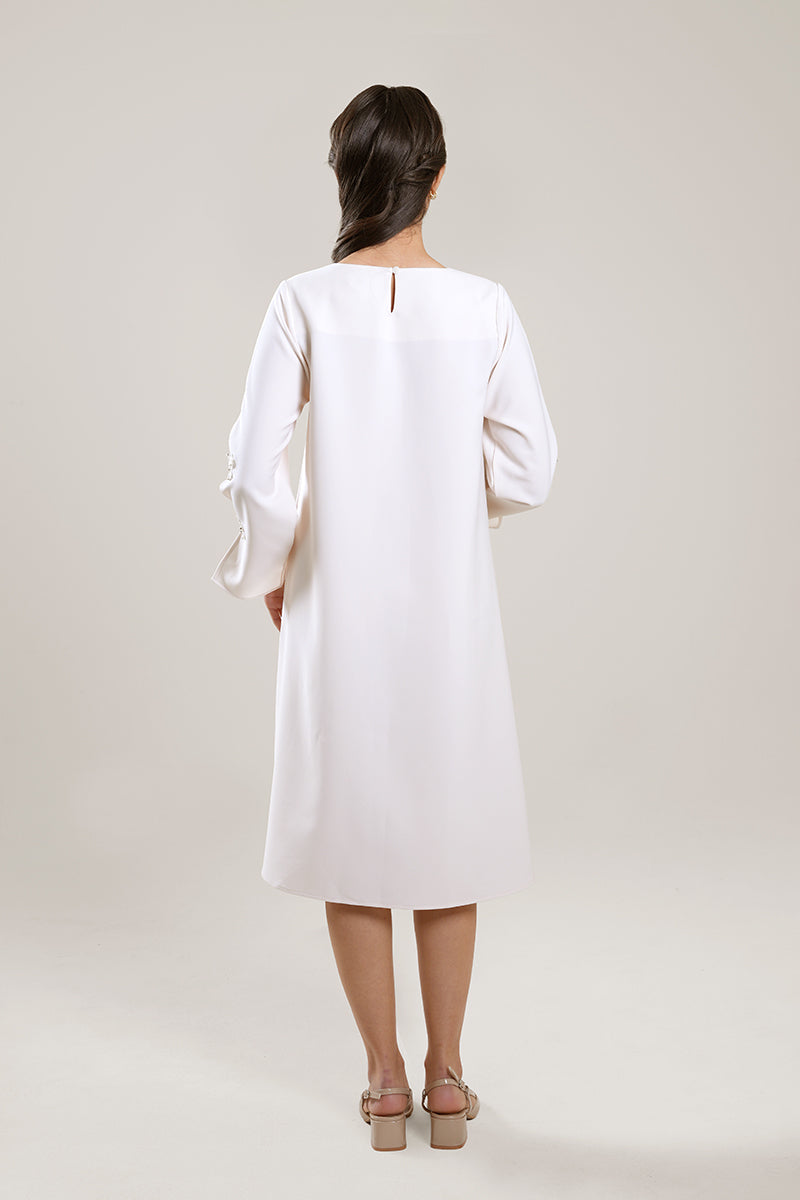 فستان ميدي بأكمام مفتوحة