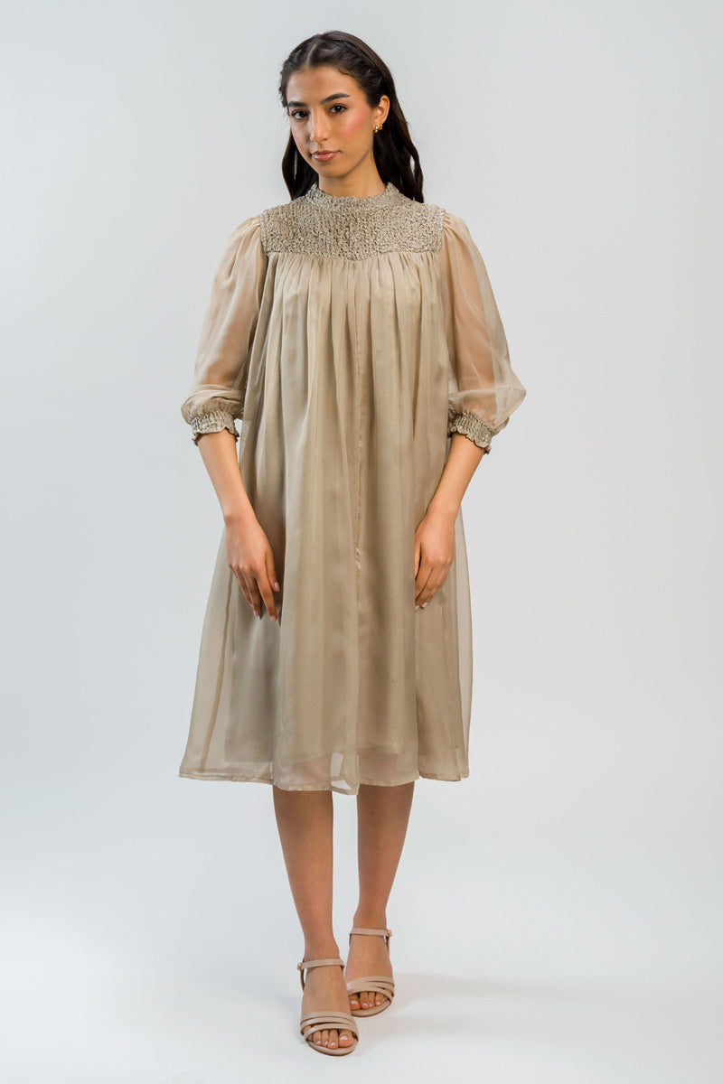 فستان ميدي بتفاصيل مجعدة