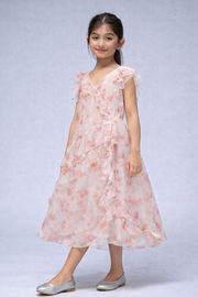 Floral Print Dress with Ruffle Sleeves