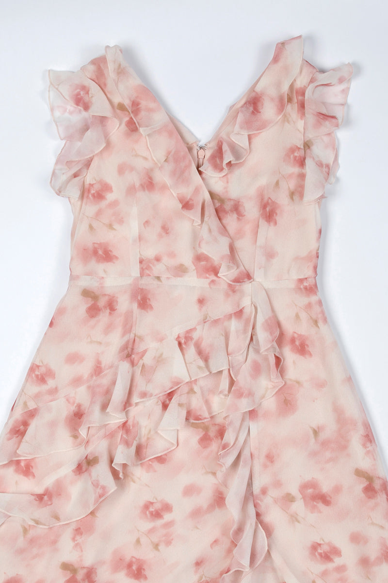 Floral Print Dress with Ruffle Sleeves