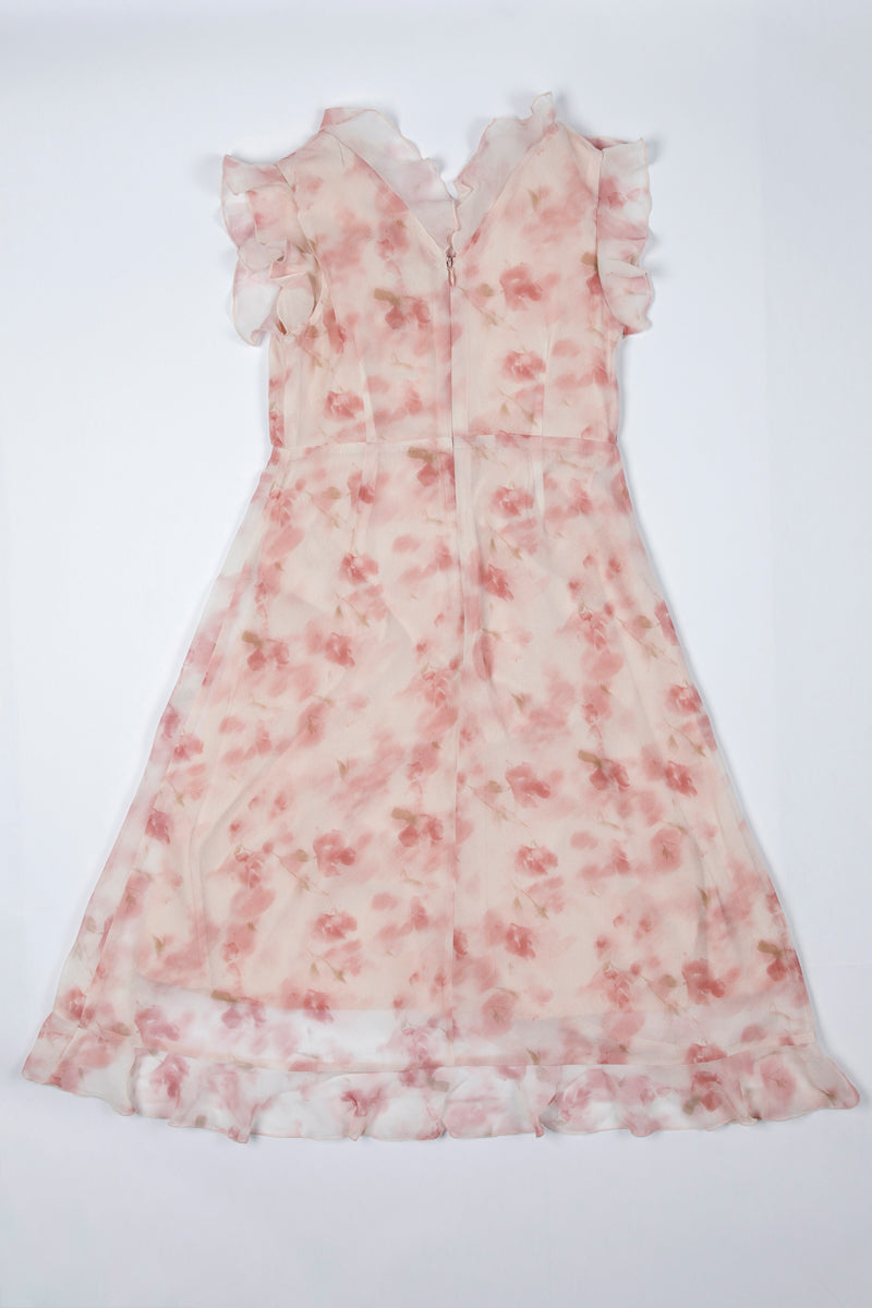 Floral Print Dress with Ruffle Sleeves