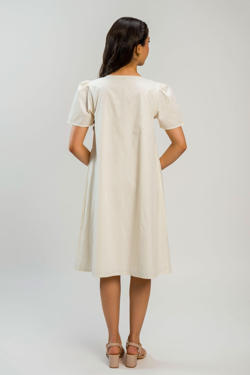 فستان ميدي بأزرار أمامية