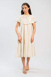 فستان ميدي بتصميم كاب مطرز