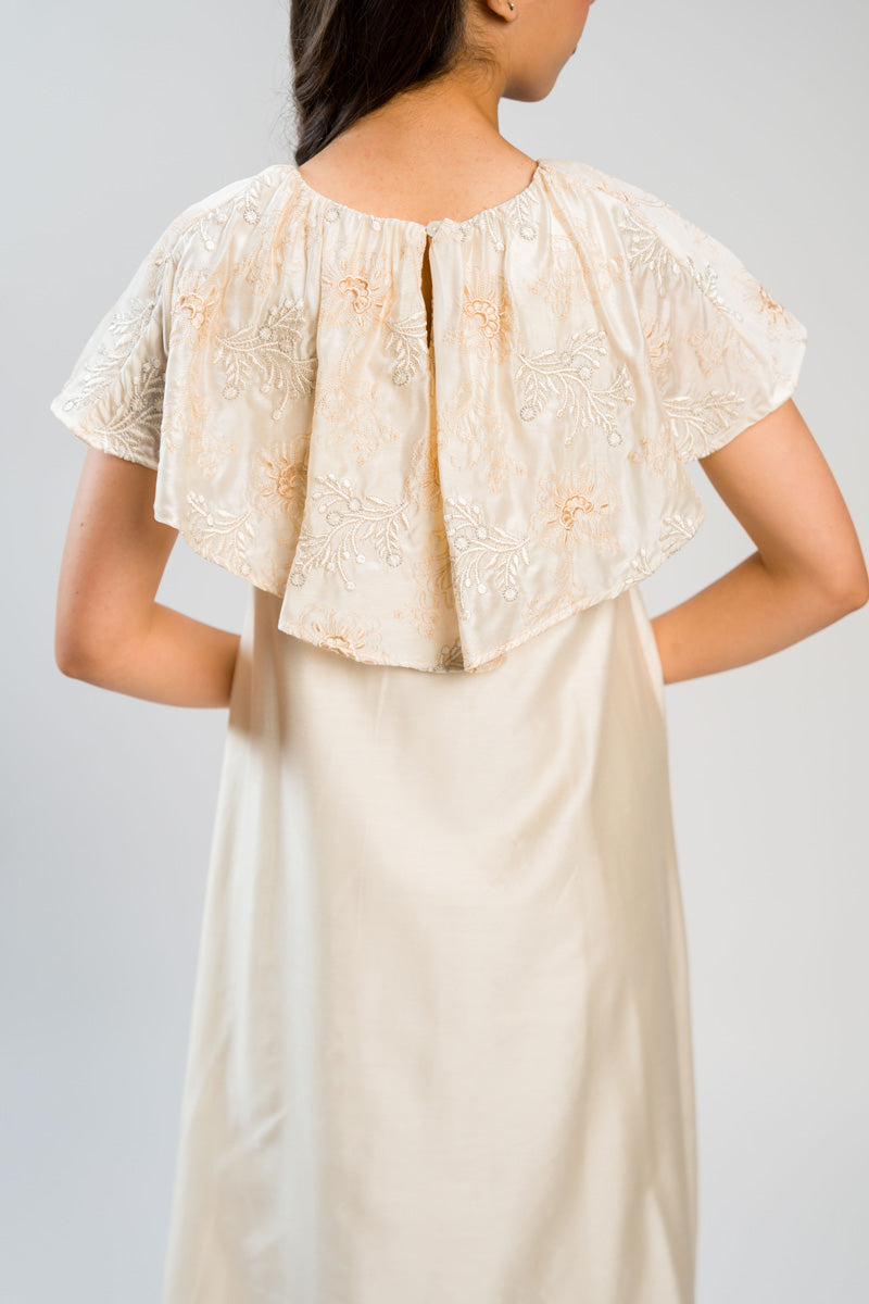 فستان ميدي بتصميم كاب مطرز