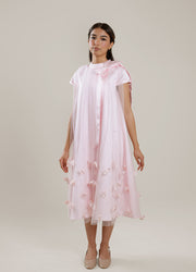 فستان ميدي بطبقة شفافة