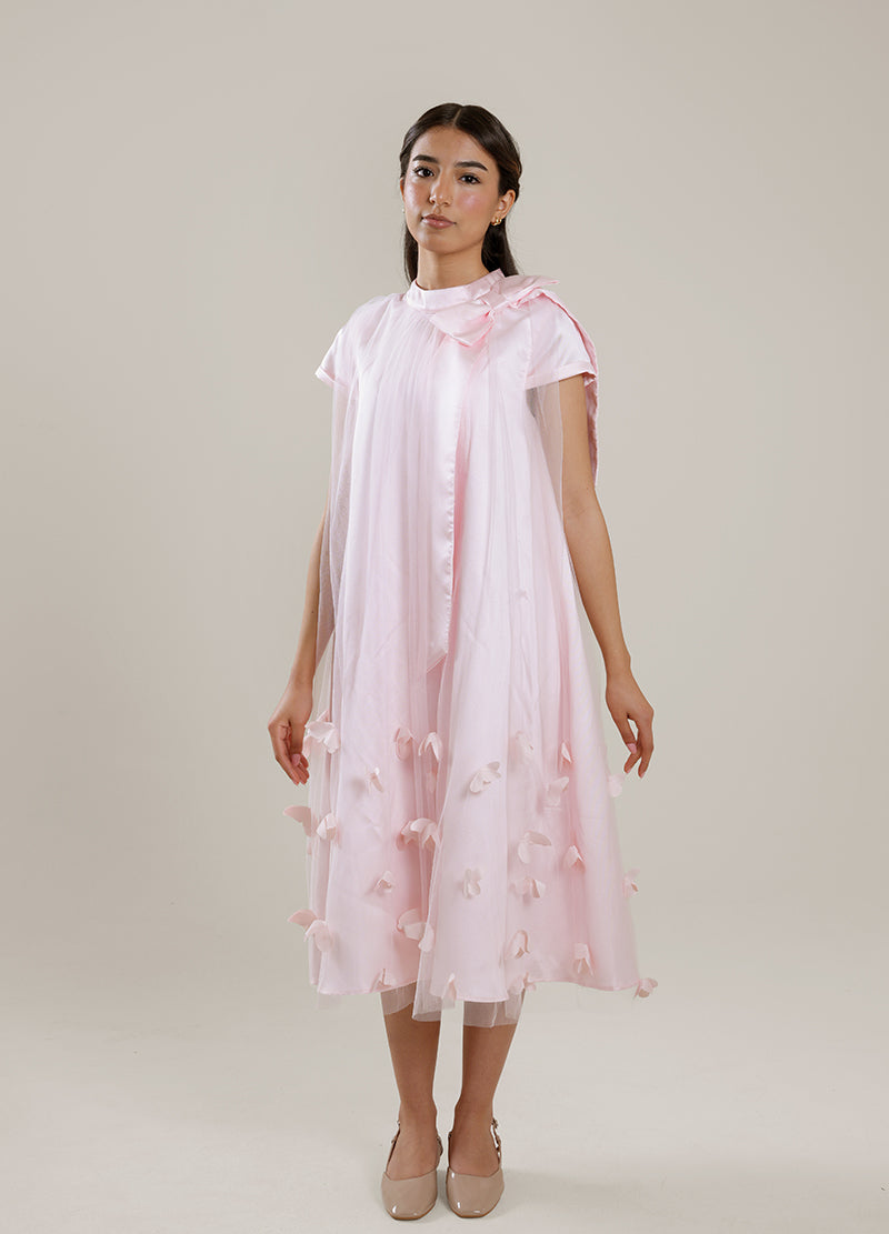 فستان ميدي بطبقة شفافة