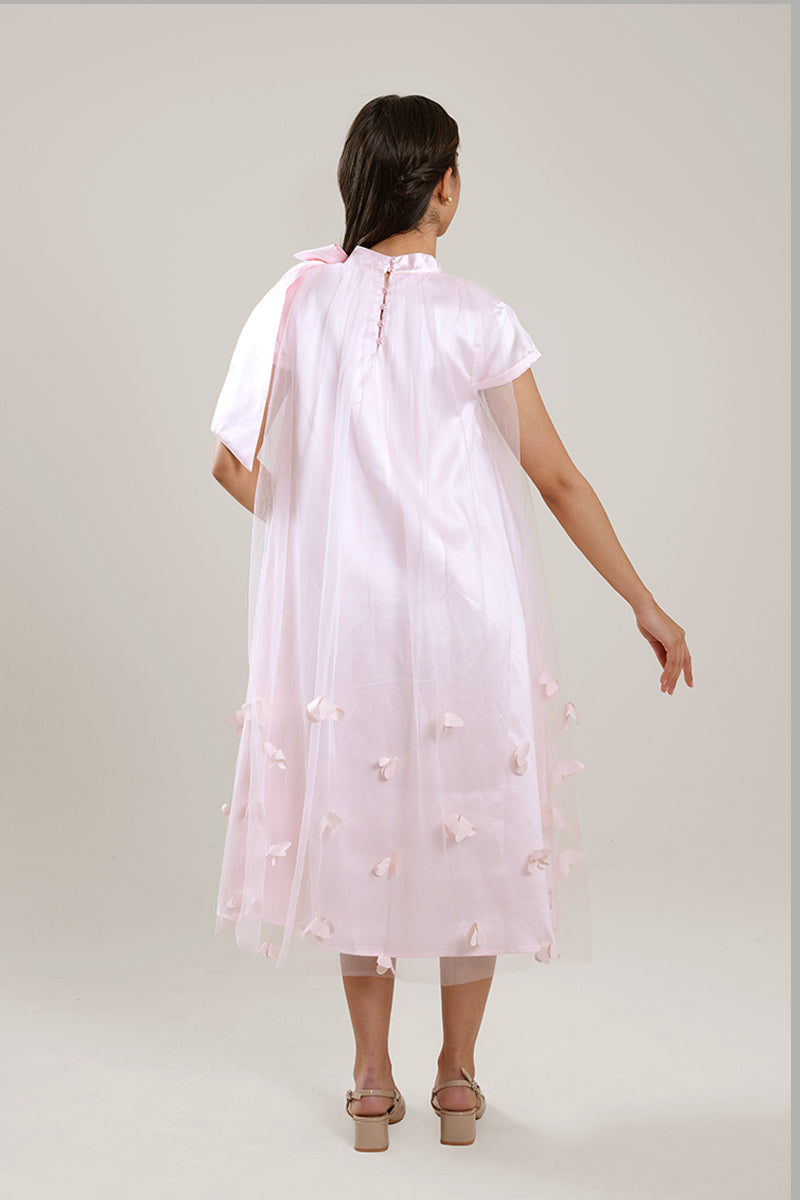 فستان ميدي بطبقة شفافة