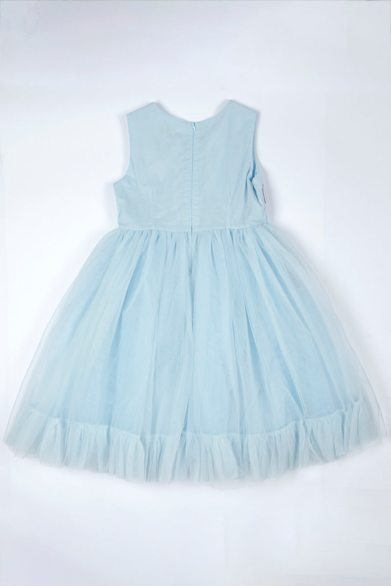 فستان تول مطرز بتفاصيل زهور