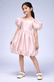 Satin Puff Sleeve Party Dress
