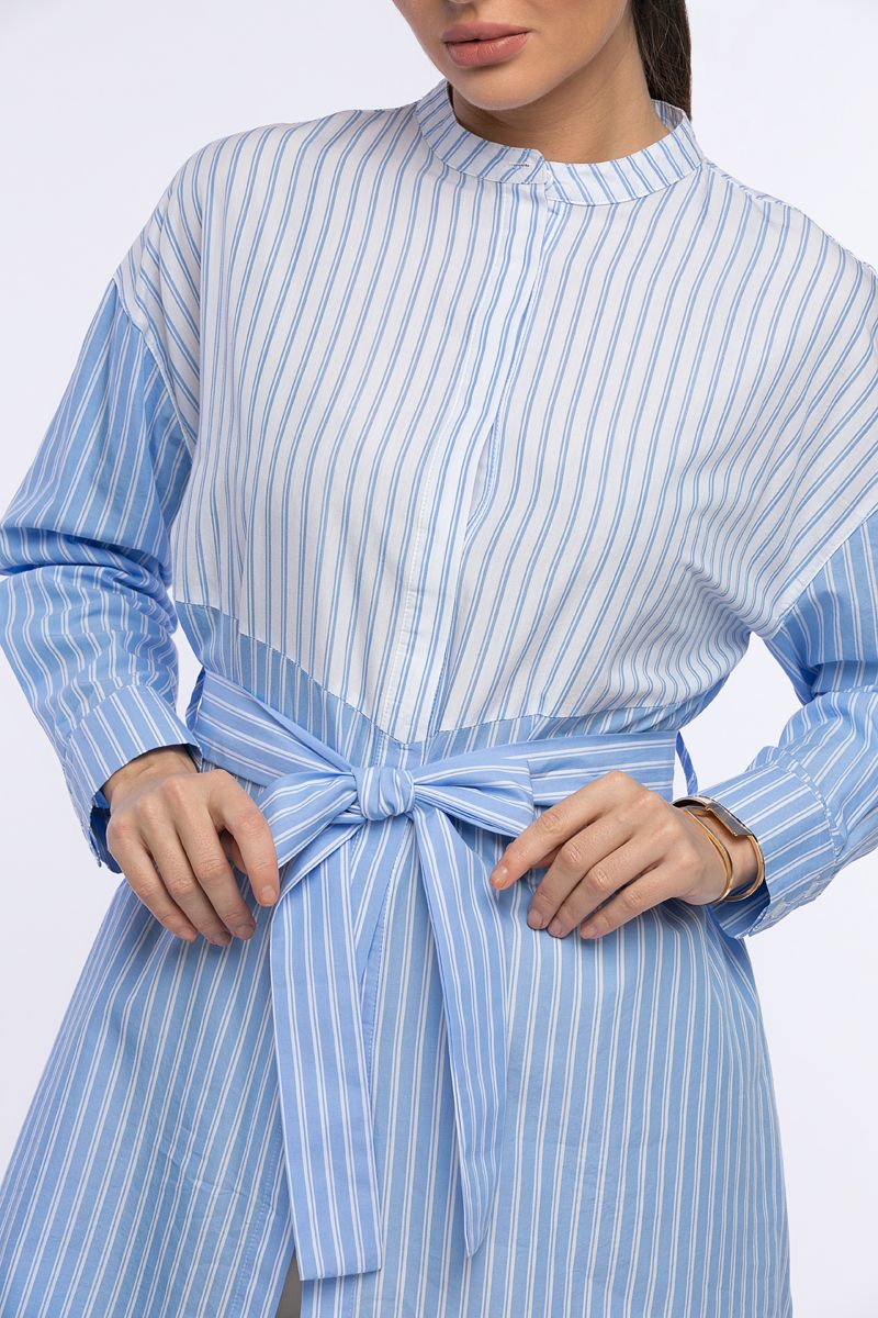 قميص مخطط غير متماثل الطول