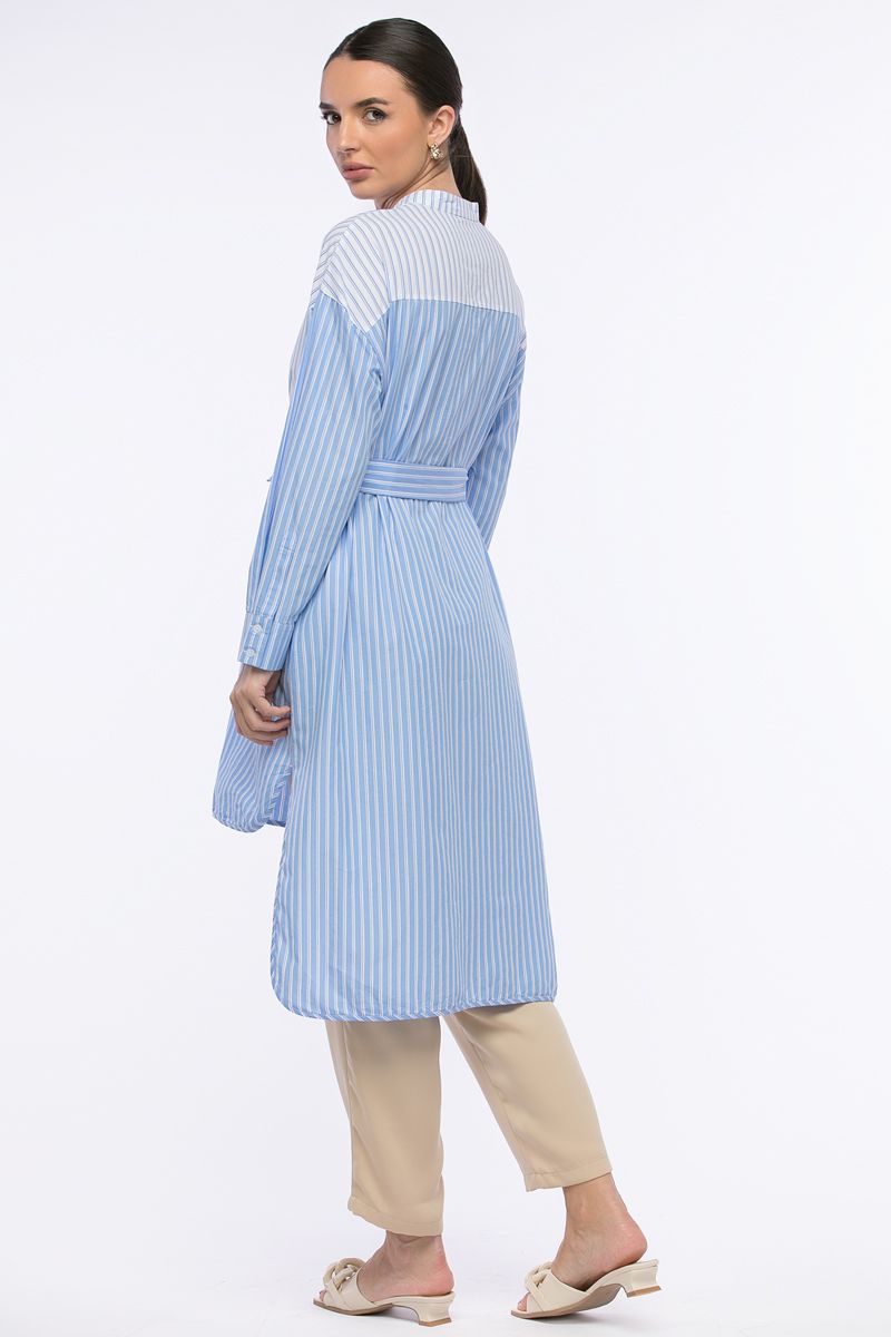 قميص مخطط غير متماثل الطول