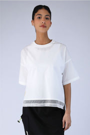 women t-shirt with mesh fabric