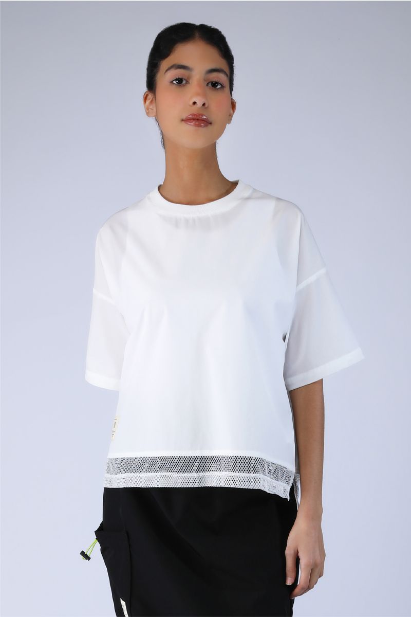 women t-shirt with mesh fabric
