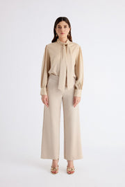 Women's Long Sleeve Office Shirt - All Over Print with Neck Ribbon Tie